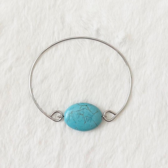 Jewelry - 5/$15 🩷 MUST BUNDLE Turquoise Stone Silver-Tone Bangle Bracelet - Blue